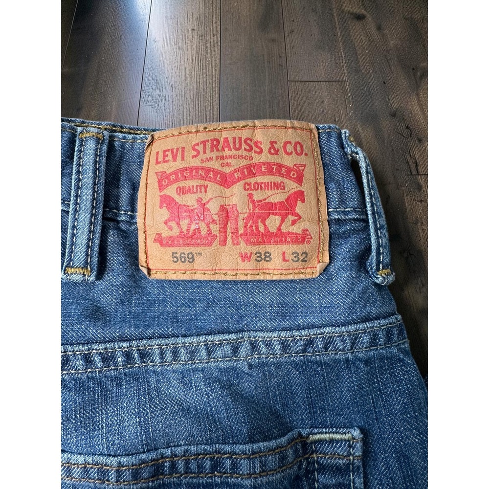 Levis 569 Loose Straight Leg Jeans Mens 38x32 Med Wash Blue Denim - Picture 4 of 11